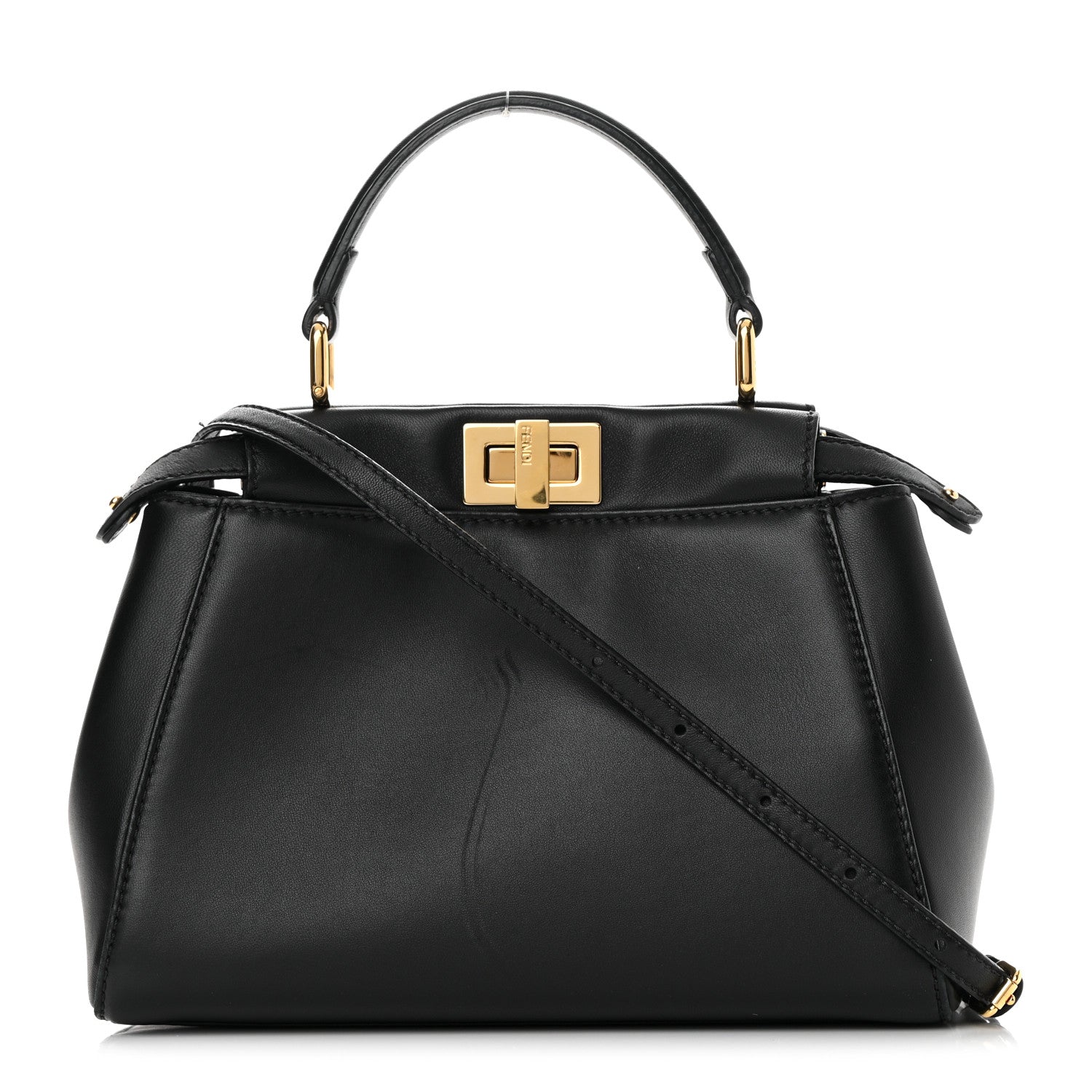 Fendi Nappa Mini Peekaboo Iconic Satchel Black 1 of 17