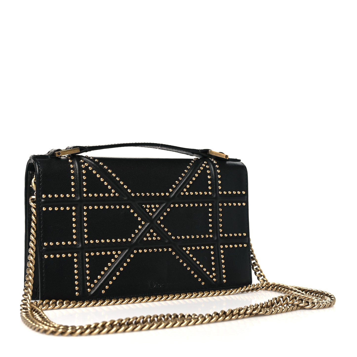 Patent Studded Diorama Flap Bag Black