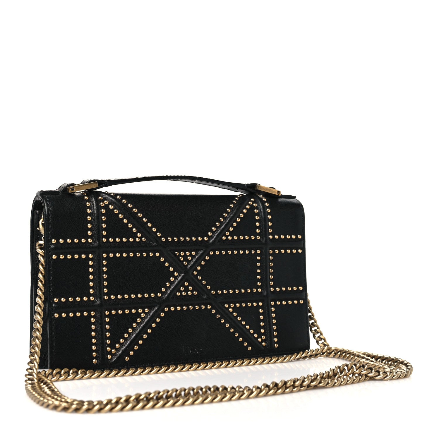 Christian Dior Patent Studded Diorama Flap Bag Black 3 of 10