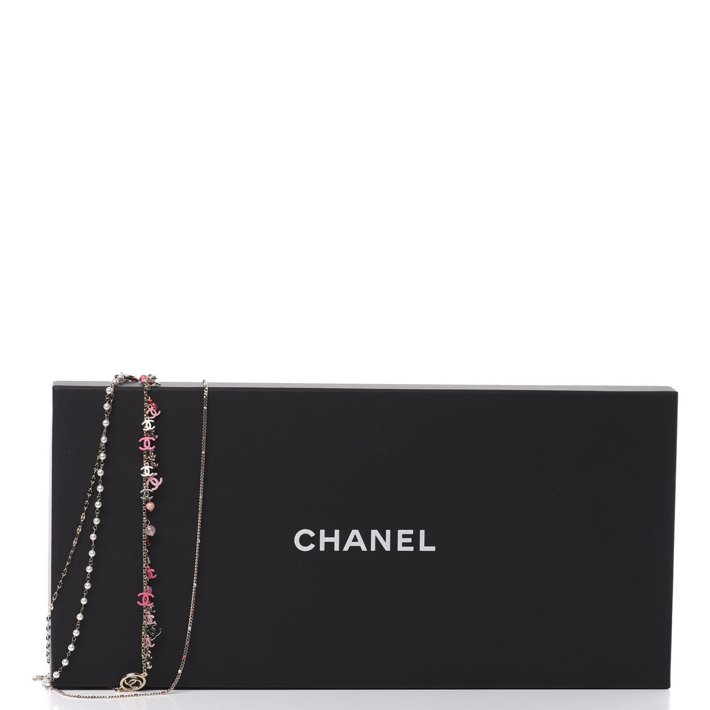 Bead Pearl CC Charm Multistrand Necklace Gold　