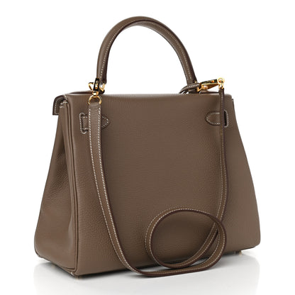 Hermes Togo Kelly Retourne 28 Etoupe 3 of 11