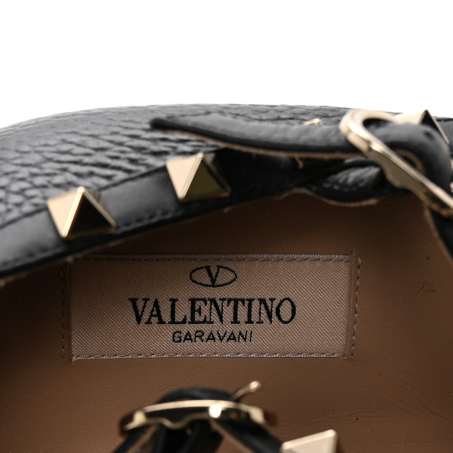 Calfskin Nappa Rockstud Cage Ballerina Flats 41 Black