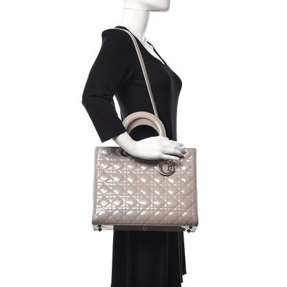 Christian Dior Patent Cannage Large Lady Dior Beige 2 of 13