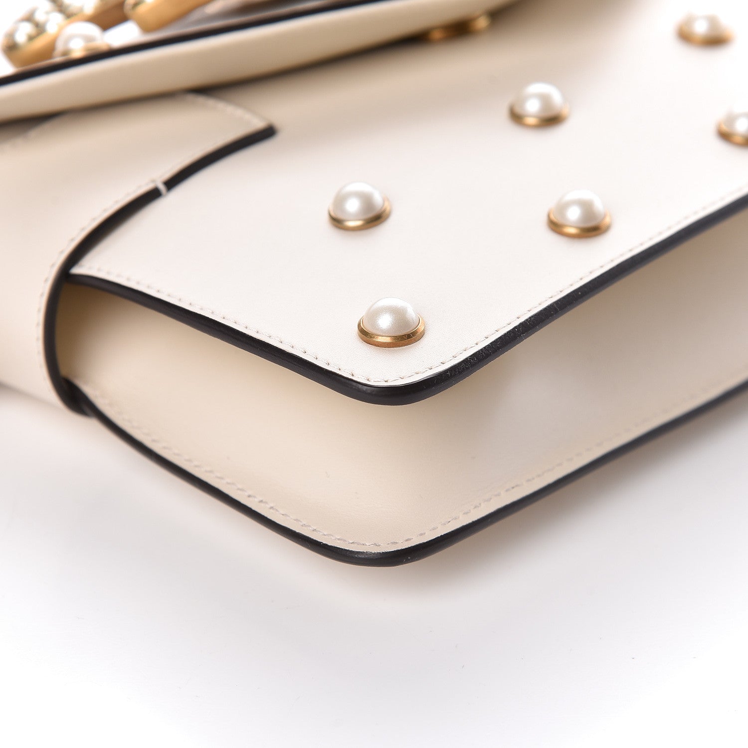 Gucci Nappa Pearl Studded Mini Queen Margaret Broadway Shoulder Bag Mystic White 10 of 12
