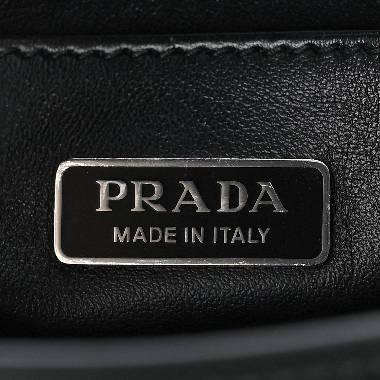 Prada Soft Calfskin Triangle Logo Embossed Small Double Handle Crossbody Tote Black 6 of 9