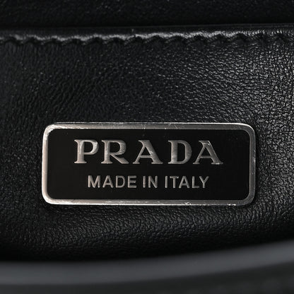 Prada Soft Calfskin Triangle Logo Embossed Small Double Handle Crossbody Tote Black 6 of 9