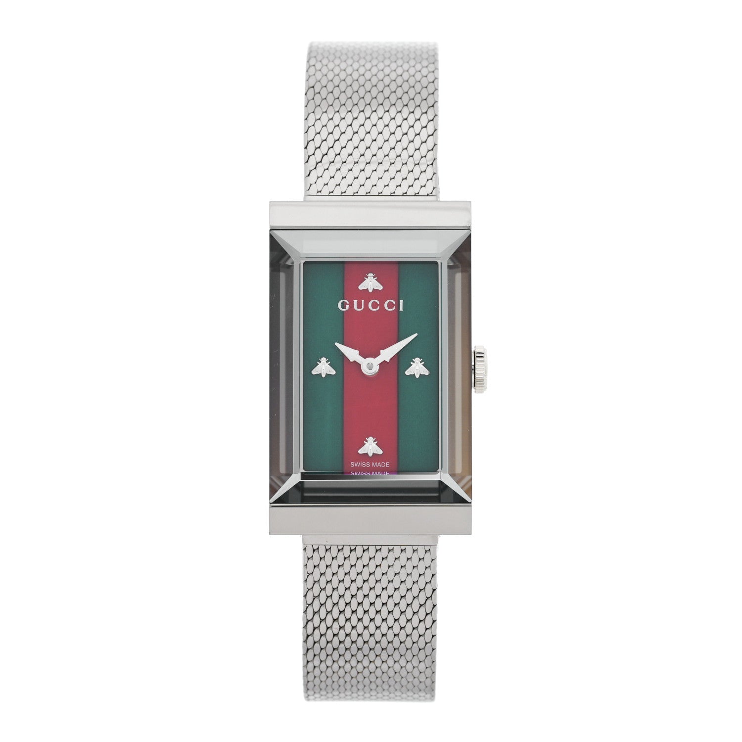 Gucci Stainless Steel 14mm Web G-Frame Quartz Watch Green 1 of 4