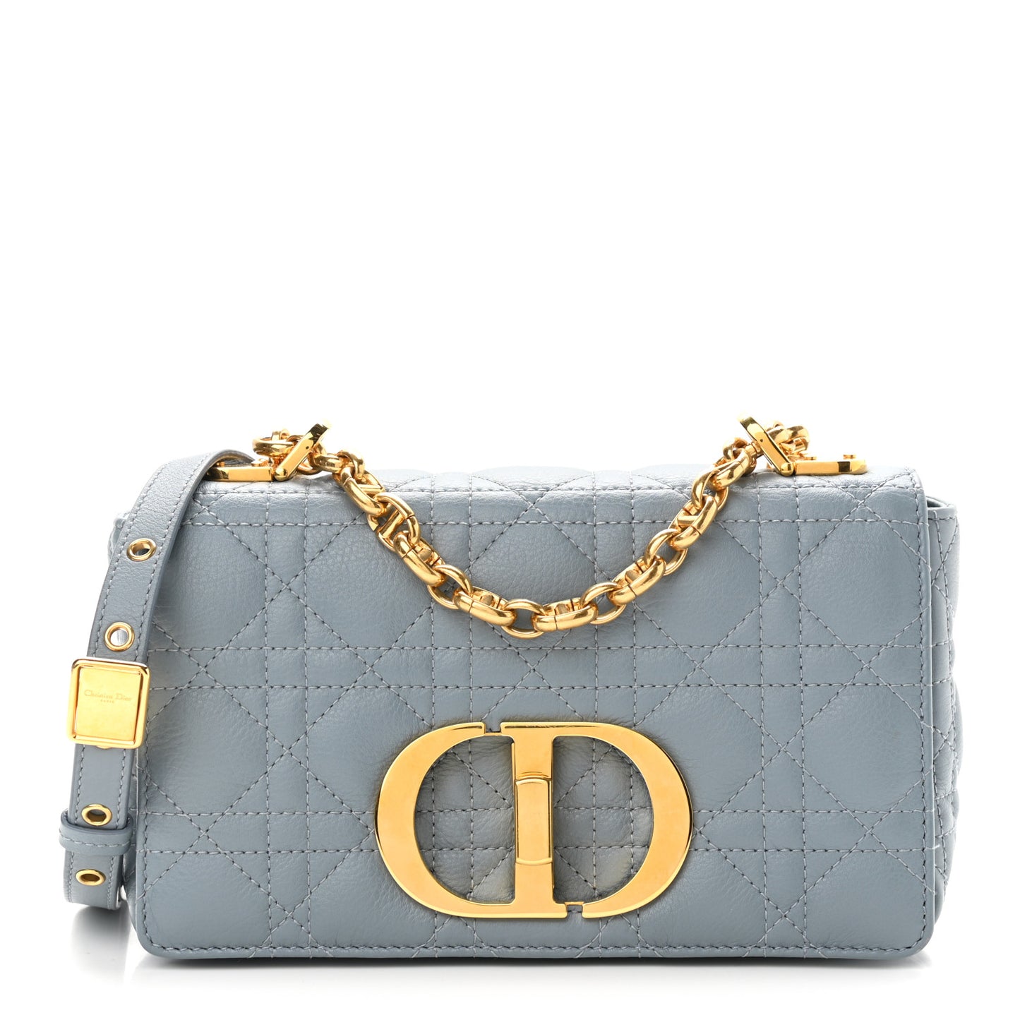 Calfskin Cannage Small Caro Bag Cloud Blue