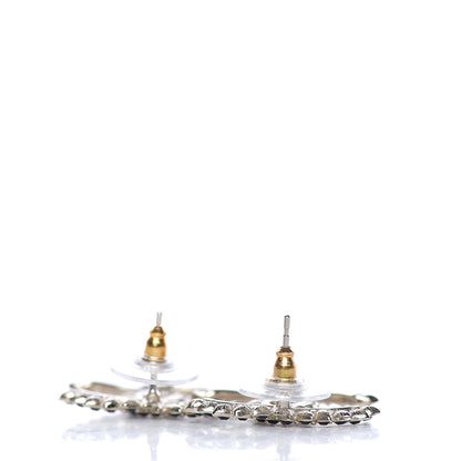 Chanel Strass Crystal CC Earrings Gold Black 2 of 3