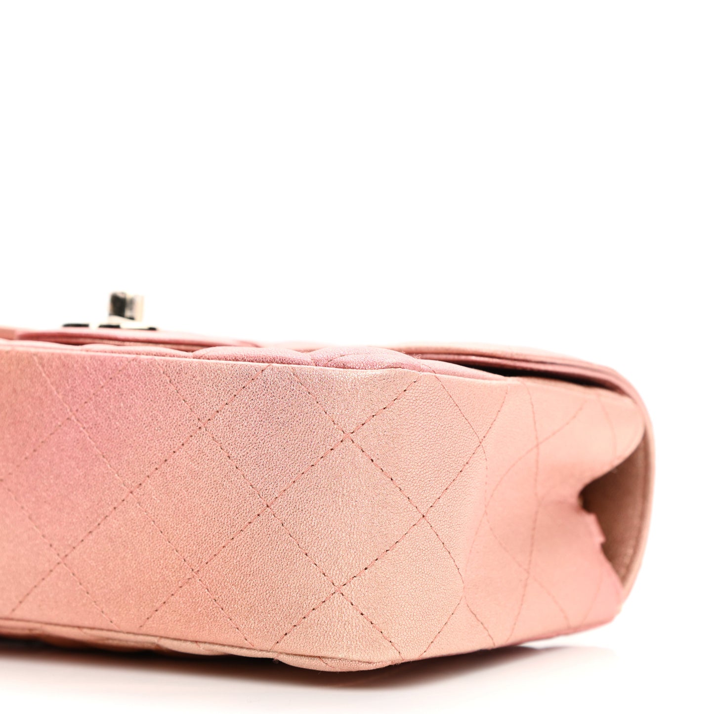 Metallic Lambskin Quilted Ombre Mini Rectangular Flap Pink