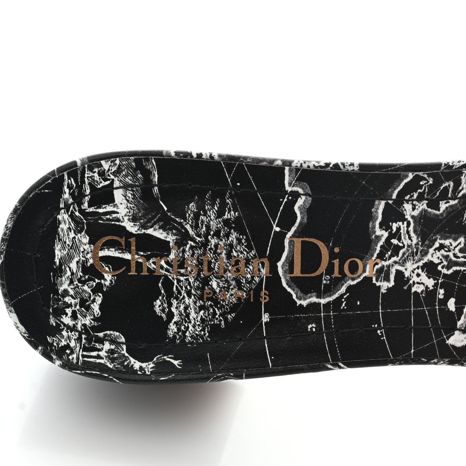 Christian Dior Canvas Around The World Embroidered Dway 40mm Slide Sandals 36.5 Black 6 of 8