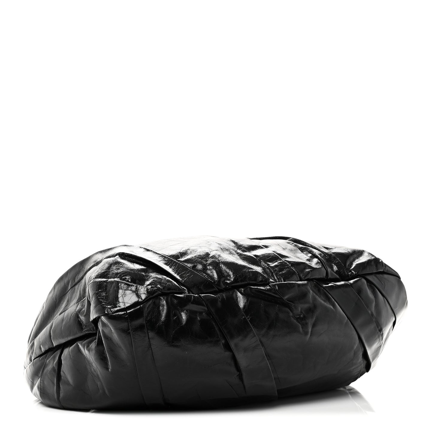 Glazed Calfskin Twisted Hobo Black
