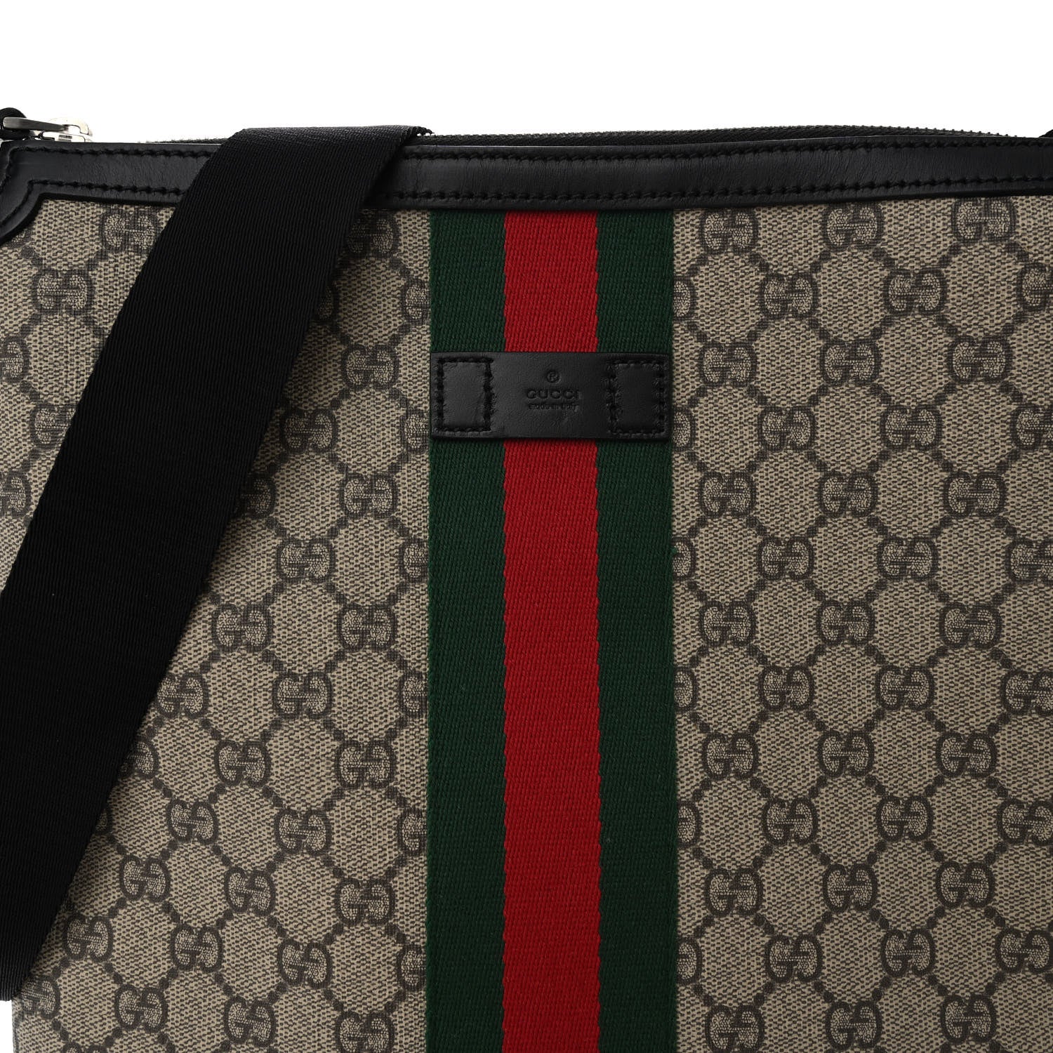 Gucci GG Supreme Monogram Web Messenger Bag Black 7 of 9