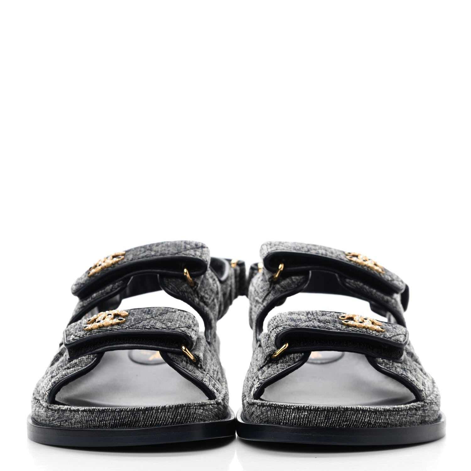 Chanel Denim Quilted Dad Sandals 38.5 Grey 2 of 9