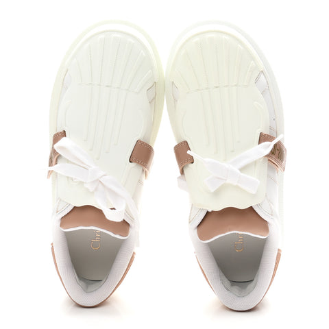 Calfskin Bi-Color Dior-ID Platform Sneakers 37.5 White Nude