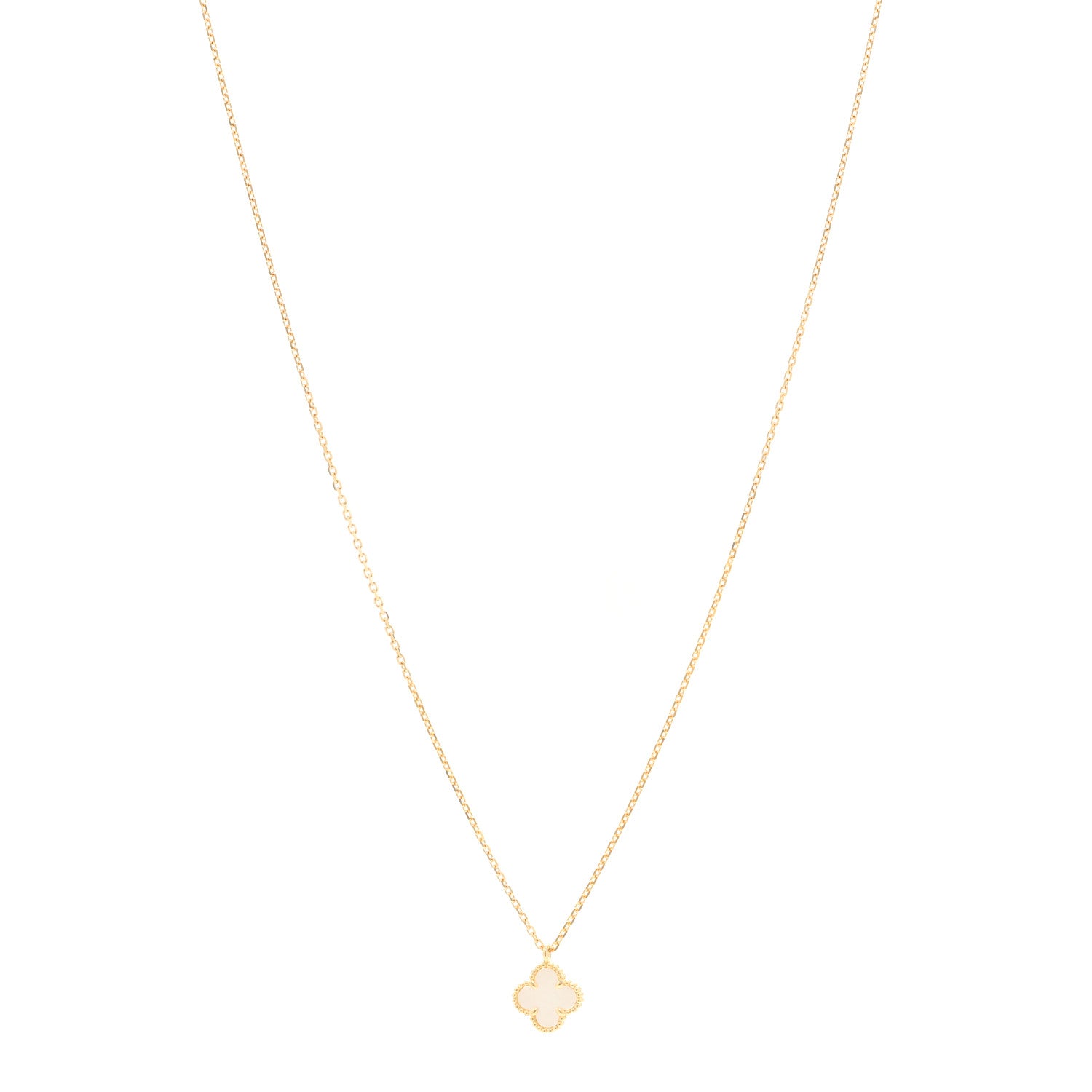 Van Cleef & Arpels 18K Yellow Gold Mother of Pearl Sweet Alhambra Pendant Necklace 1 of 6