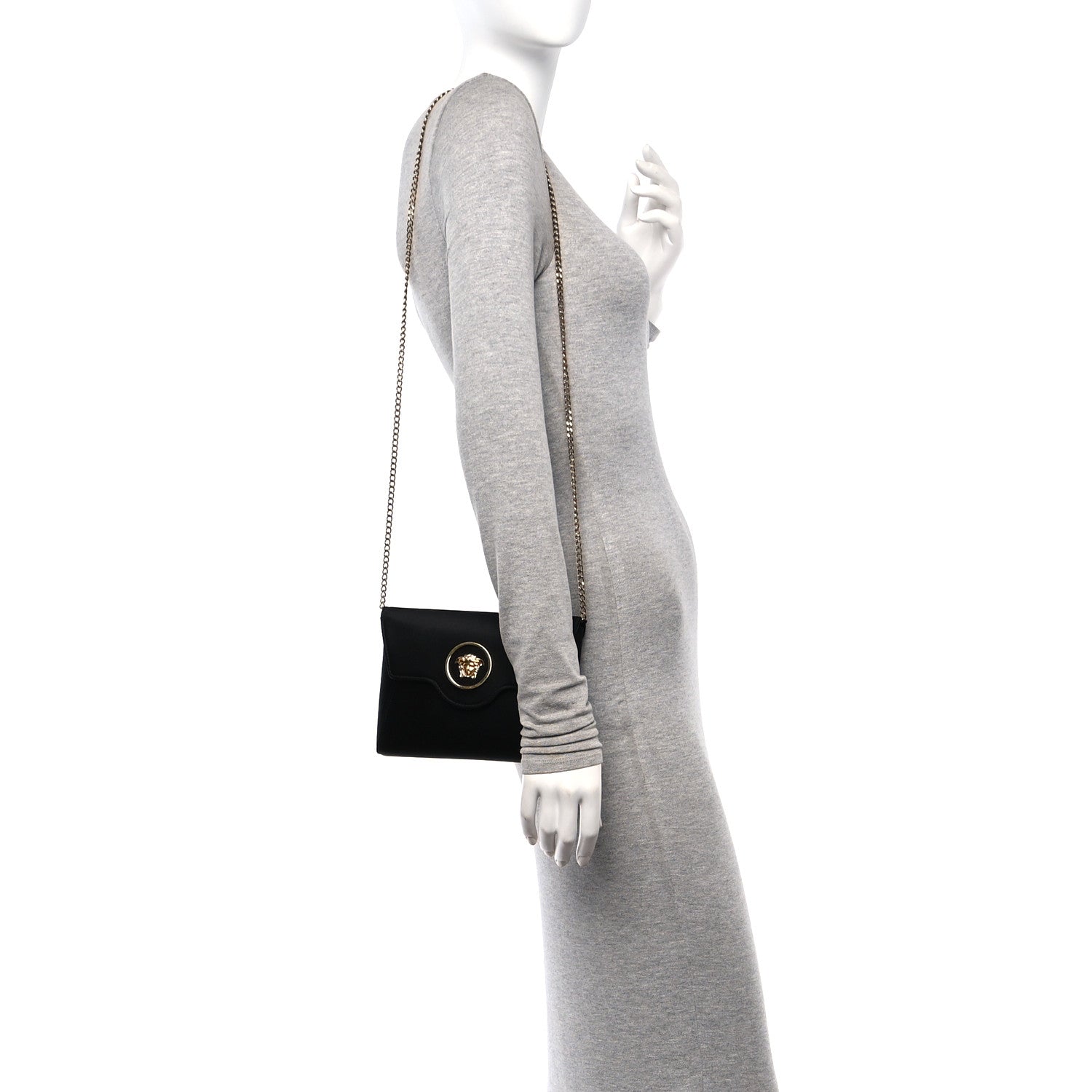 Versace Satin La Medusa Envelope Clutch Black 2 of 10