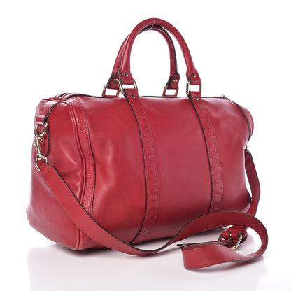 Gucci Calfskin Microguccissima Trim Medium Boston Raspberry Red 3 of 13