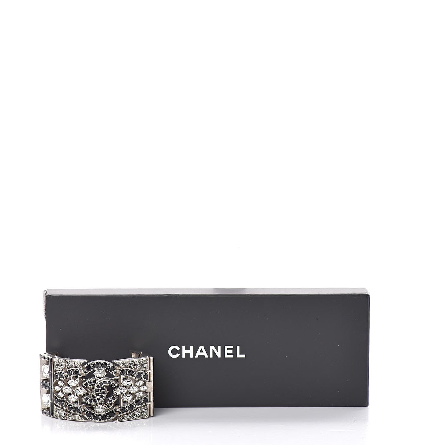 Crystal CC Wide Cuff Black Silver
