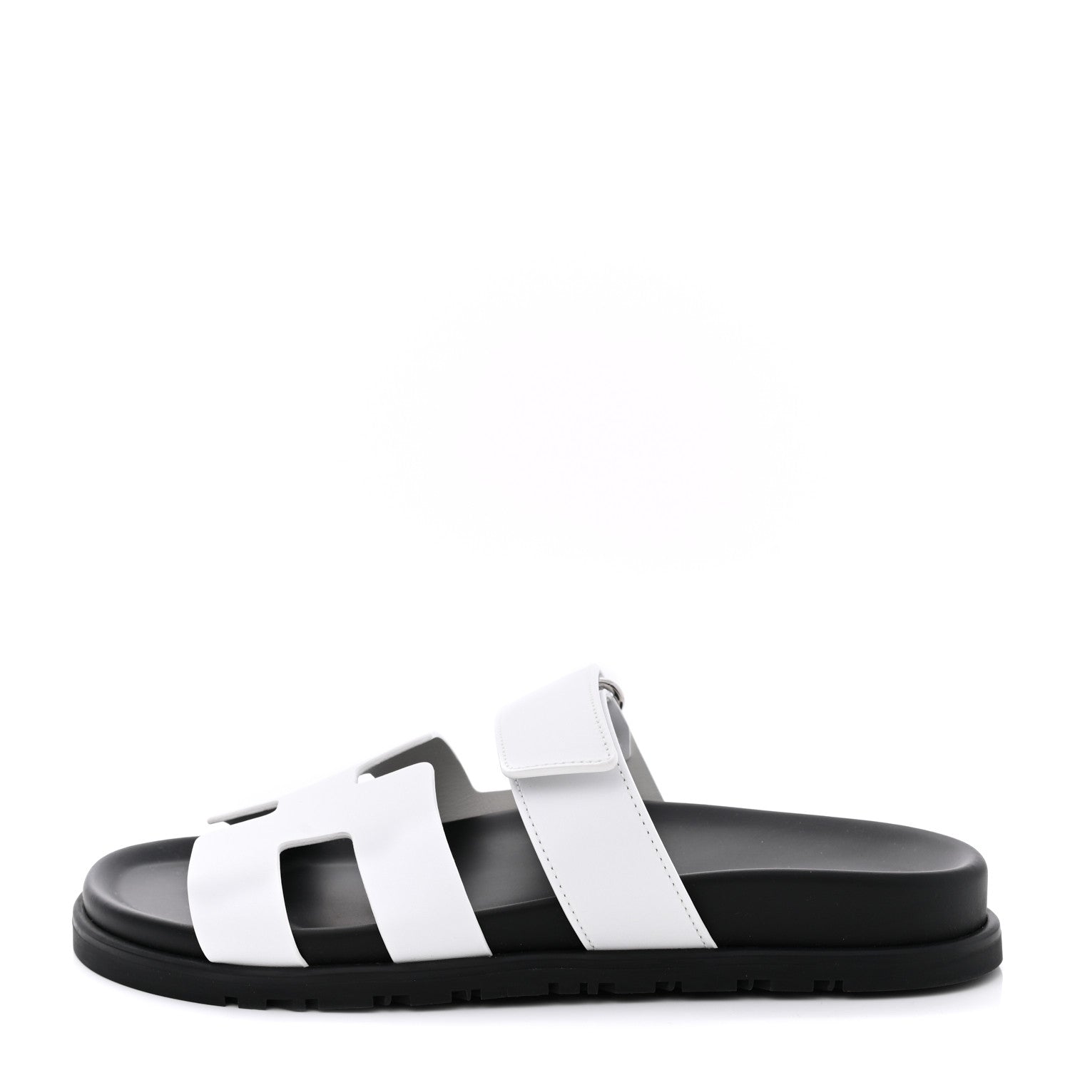 Hermes Calfskin Womens Chypre Sandals 37.5 White 1 of 9