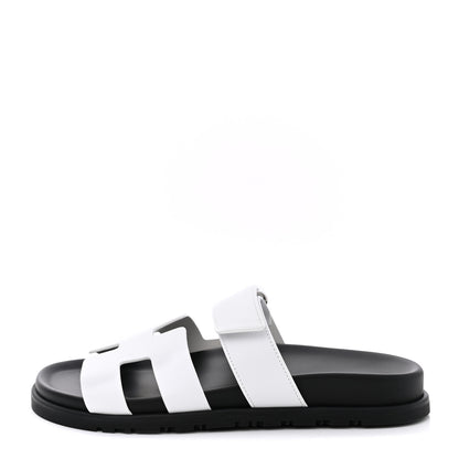 Hermes Calfskin Womens Chypre Sandals 37.5 White 1 of 9