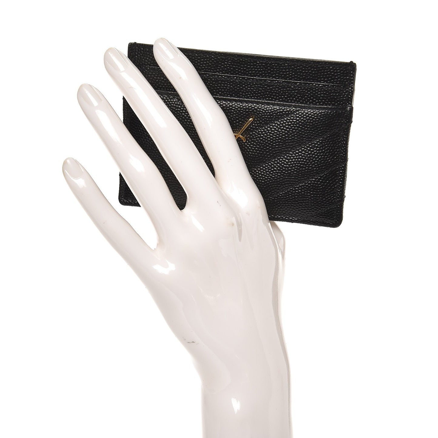 Grain De Poudre Matelasse Chevron Monogram Credit Card Case Black