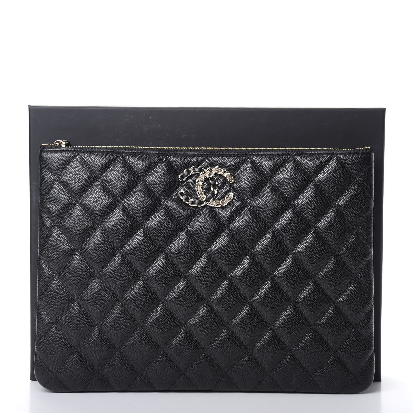 Caviar Quilted Medium French New Wave CC Pouch Black