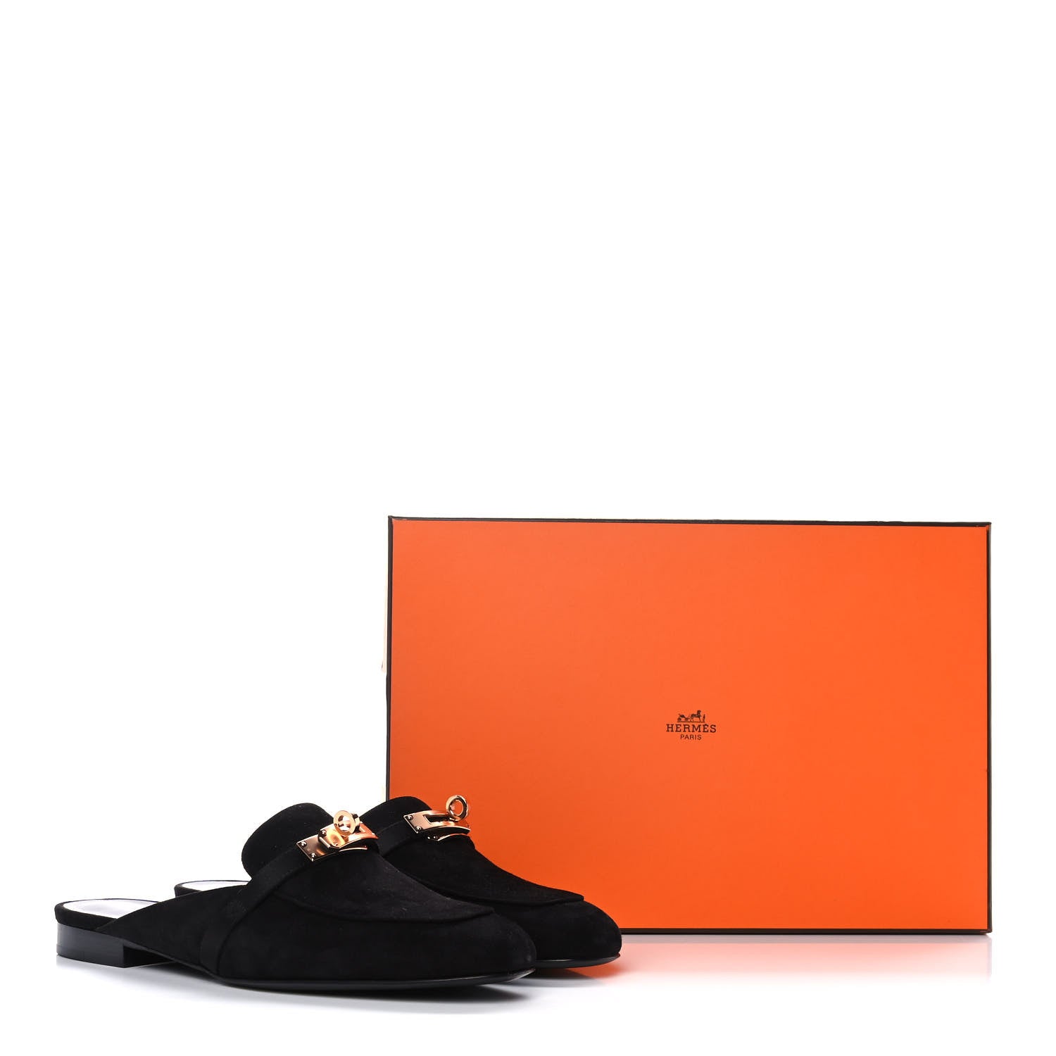 Hermes Suede Goatskin Oz Mules 38 Black 9 of 9