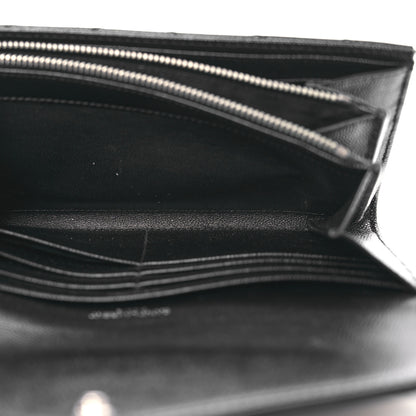 Saint Laurent Grain De Poudre Matelasse Chevron Monogram Flap Wallet Black 6 of 16