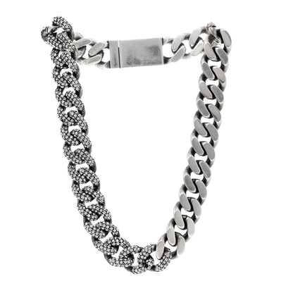 Saint Laurent Crystal Curb Chain Necklace Oxidized Silver 3 of 5