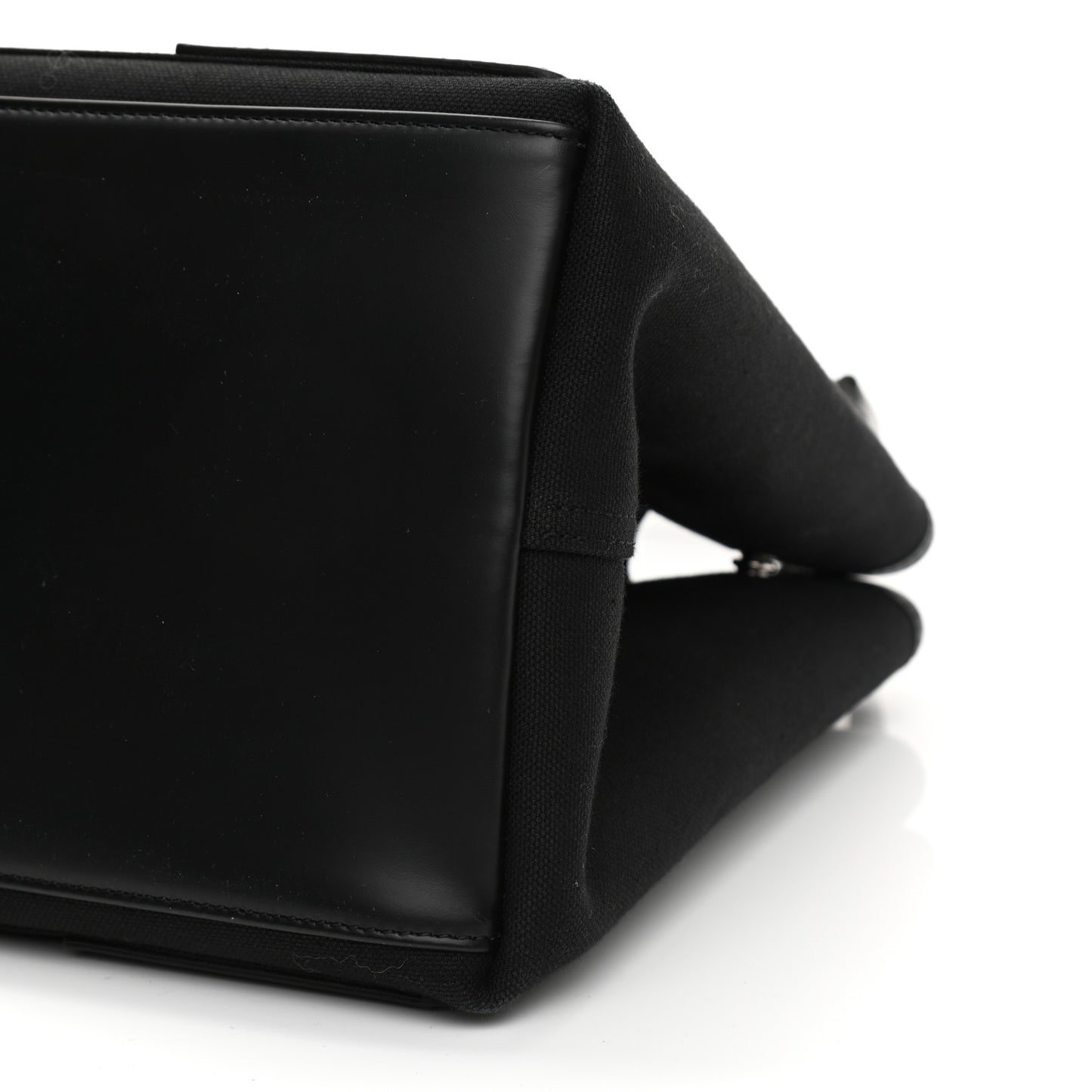 Cotton Canvas Calfskin S Navy Cabas Black