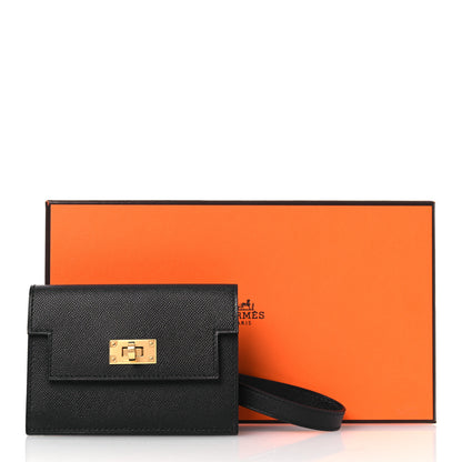 Hermes Madame Calfskin Kelly Pocket Slim Wallet Black 9 of 9