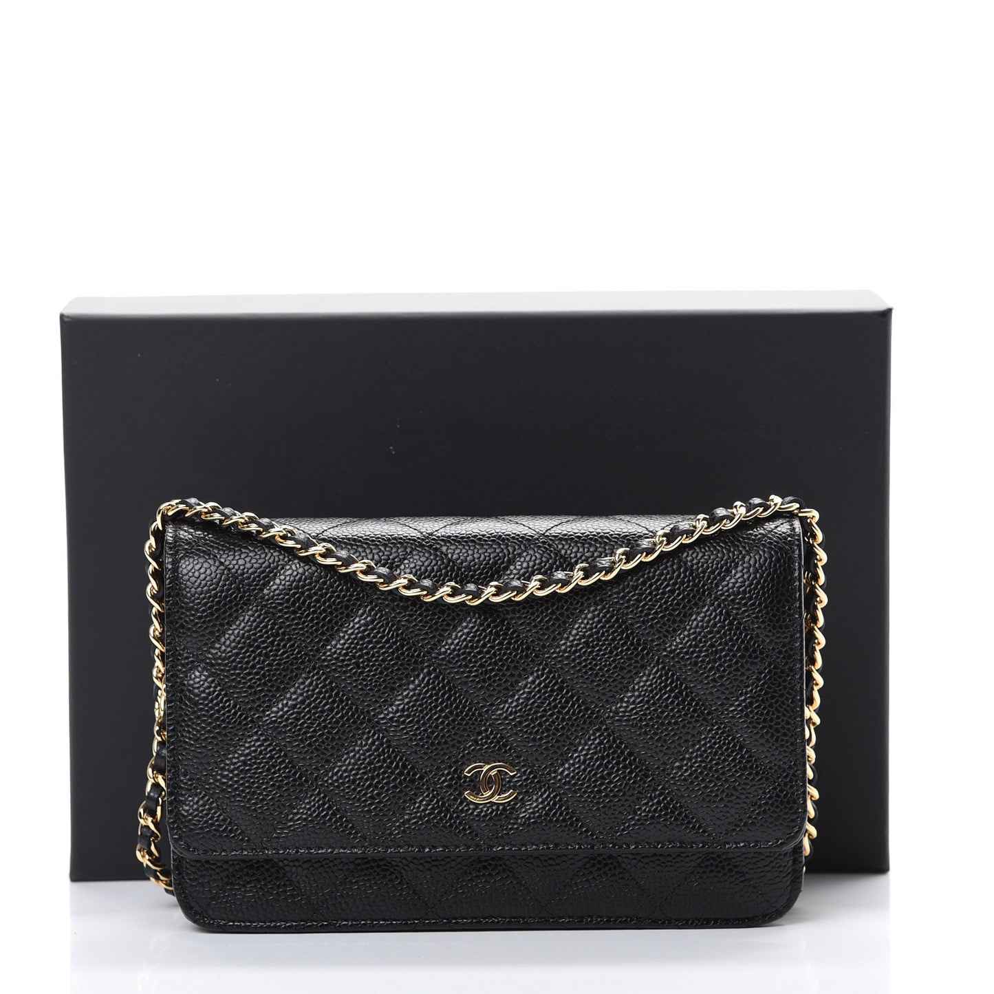 Caviar Quilted Wallet On Chain WOC Black