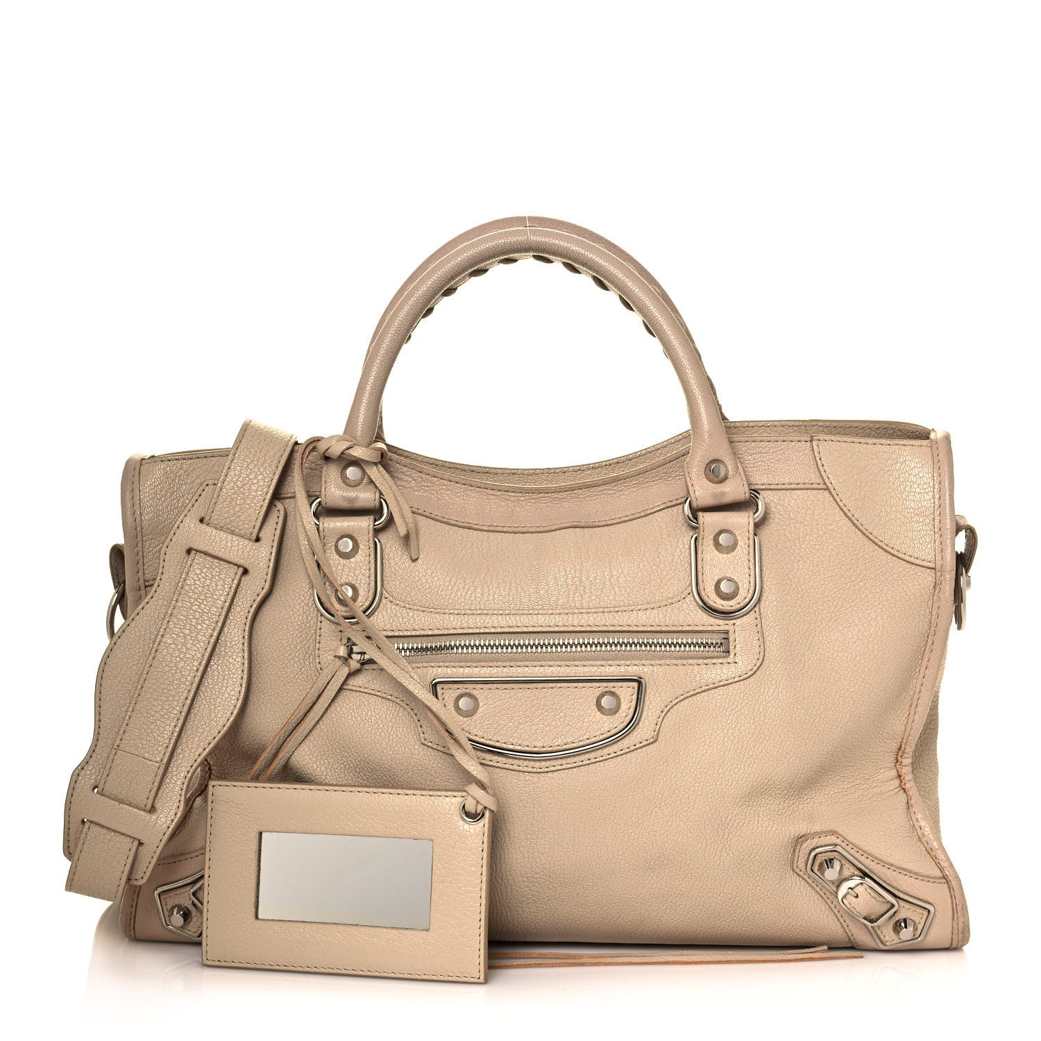 Balenciaga Chevre Silver Metallic Edge Hardware City Beige Tapioca 1 of 14