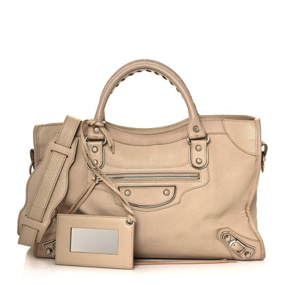 Balenciaga Chevre Silver Metallic Edge Hardware City Beige Tapioca 1 of 14