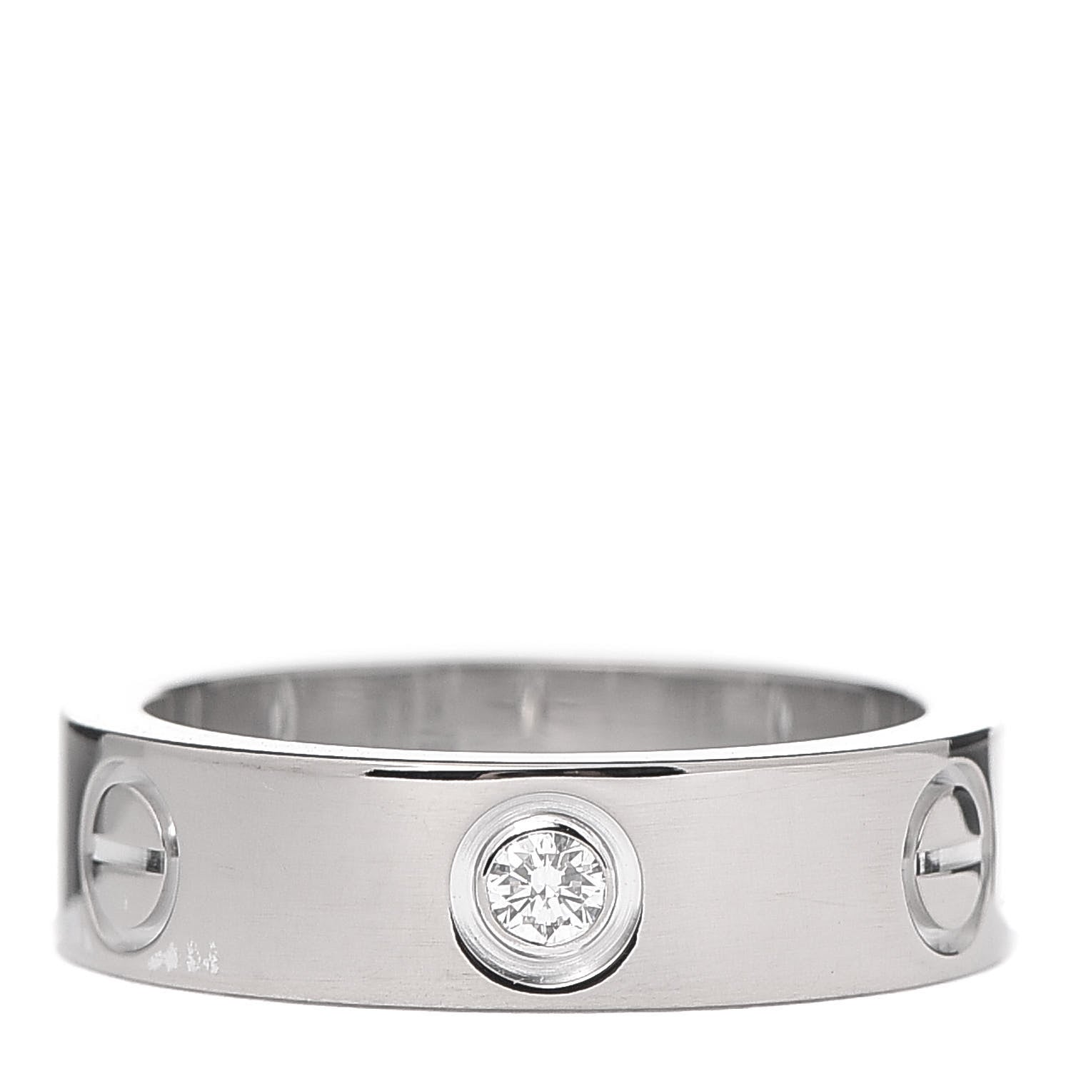 Cartier 18K White Gold 3 Diamond 5.5mm LOVE Ring 54 6.75 1 of 5