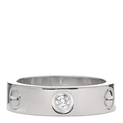 Cartier 18K White Gold 3 Diamond 5.5mm LOVE Ring 54 6.75 1 of 5