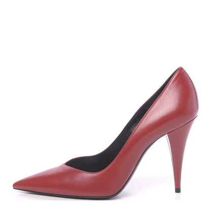 Saint Laurent Calfskin Kiki 100 Pumps 37.5 Red 1 of 9