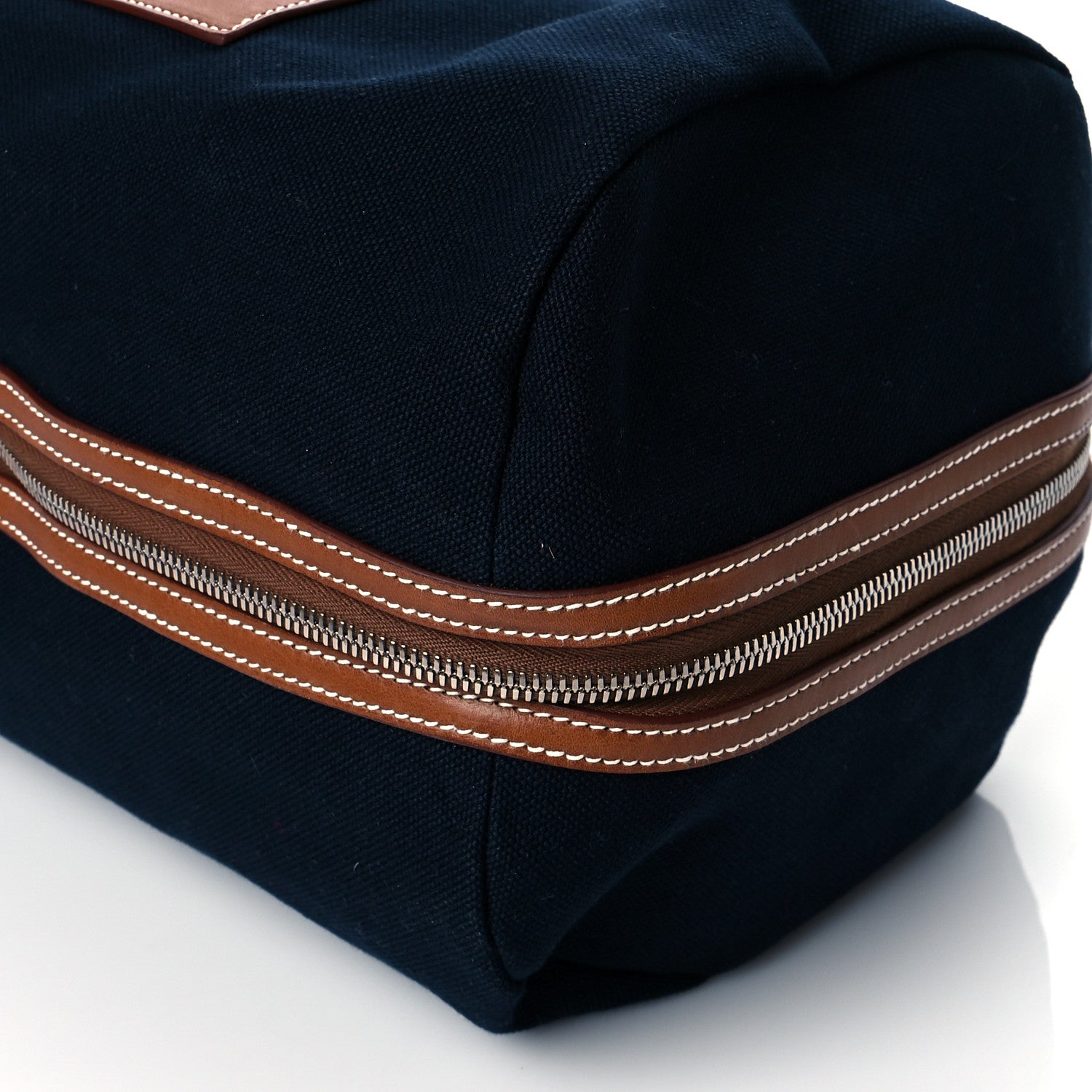 Hermes Toile Goeland Idro Calfskin Odyssee Terre Duffle Bag Bleu Marine Gold 9 of 10