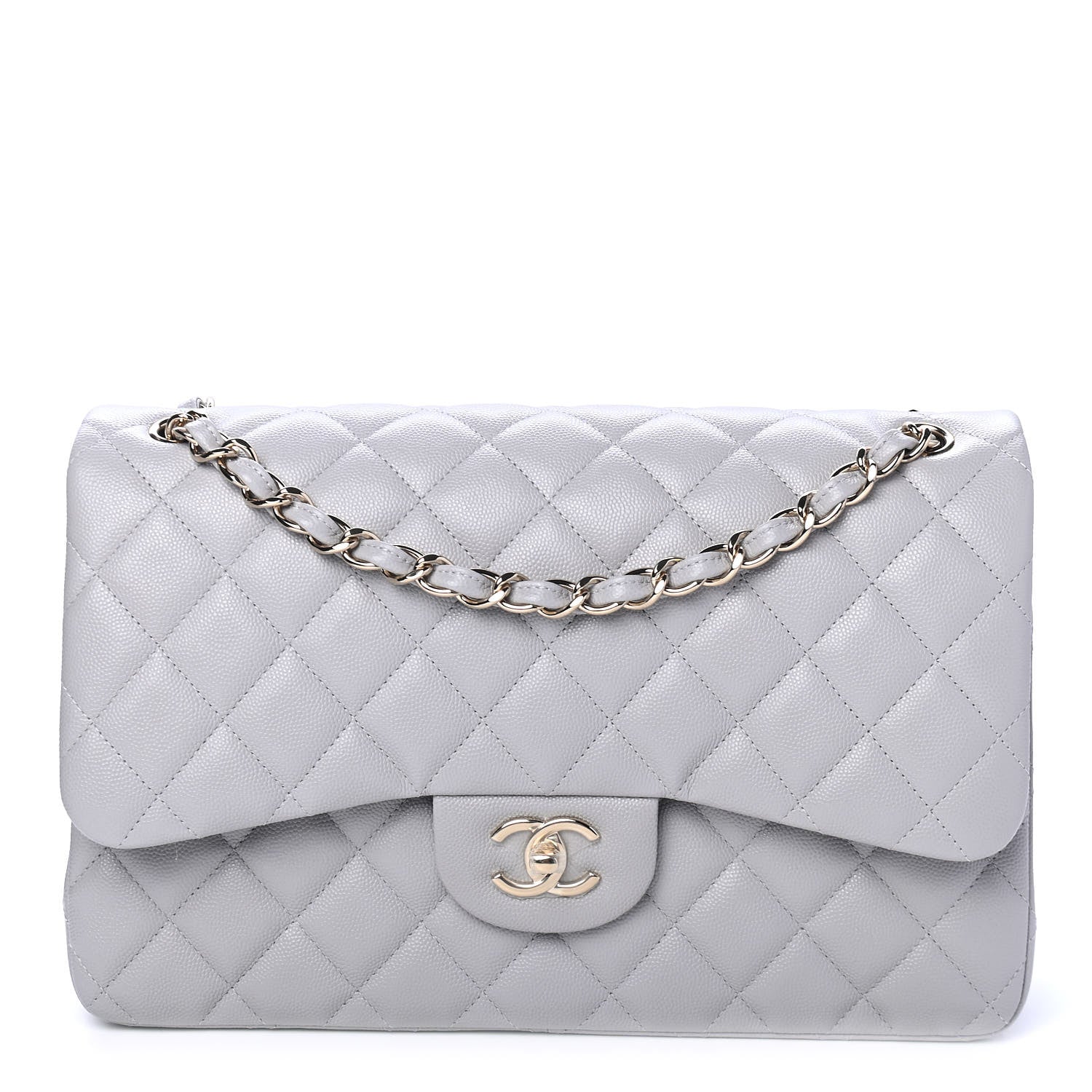 Chanel Caviar Quilted Jumbo Double Flap Grey 1 of 4