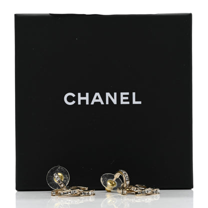 Chanel Metal Baguette Crystal CC Drop Earrings Gold 4 of 4