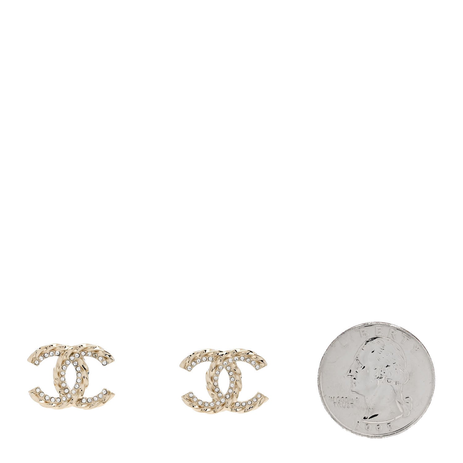 Chanel Crystal CC Earrings Gold 2 of 5
