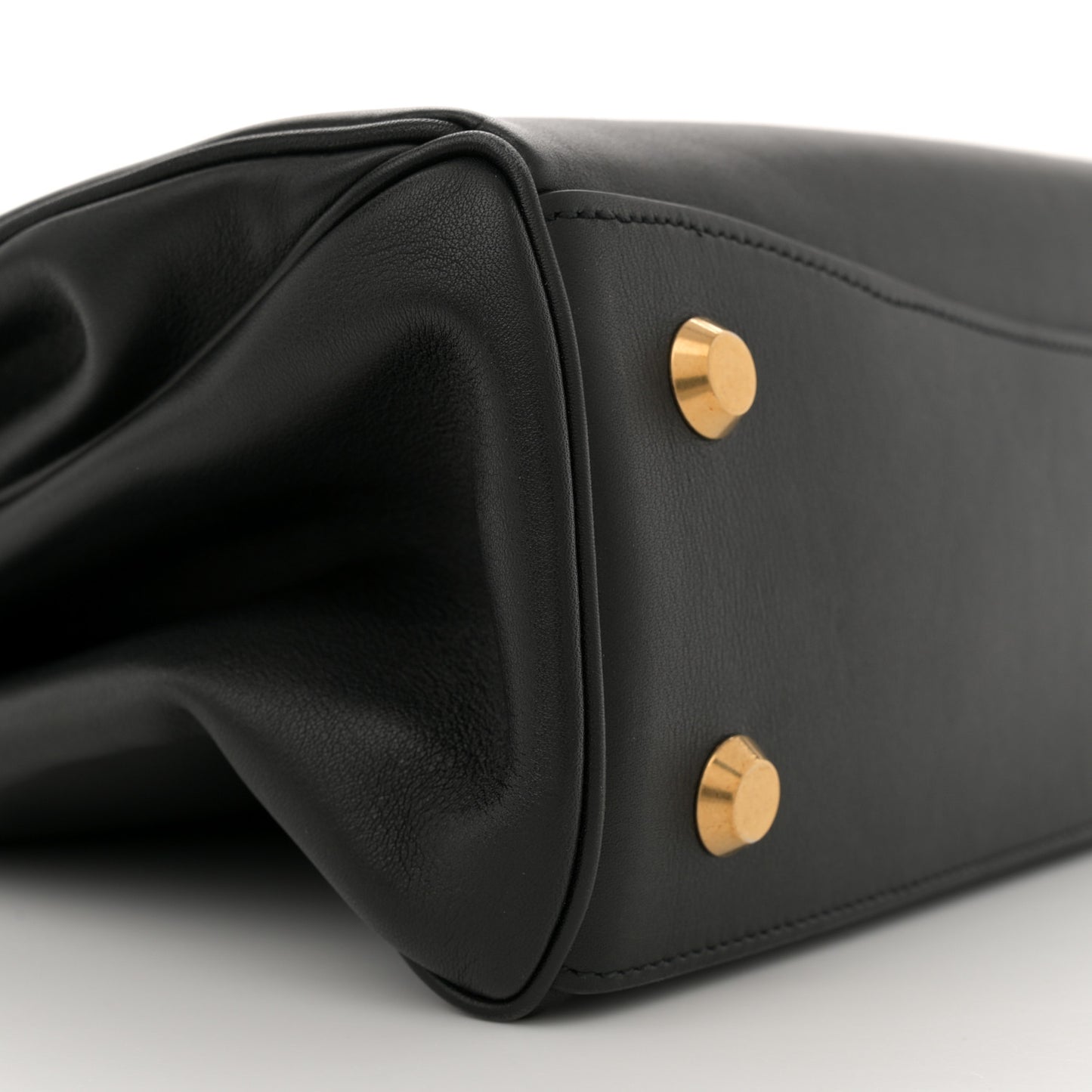 Natural Smooth Calfskin Medium Rodeo Top Handle Handbag Black