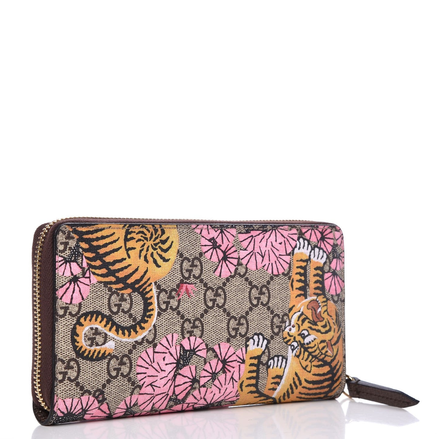 GG Supreme Monogram Bengal Zip Around Wallet Beige Pink