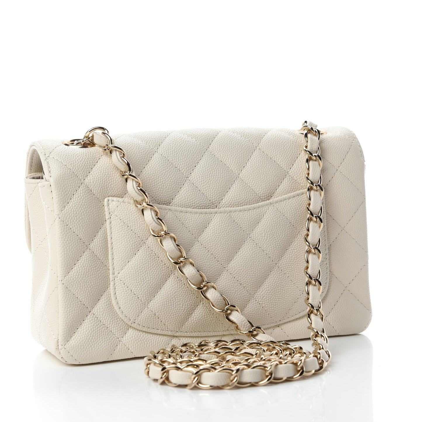 Caviar Quilted Mini Rectangular Flap White