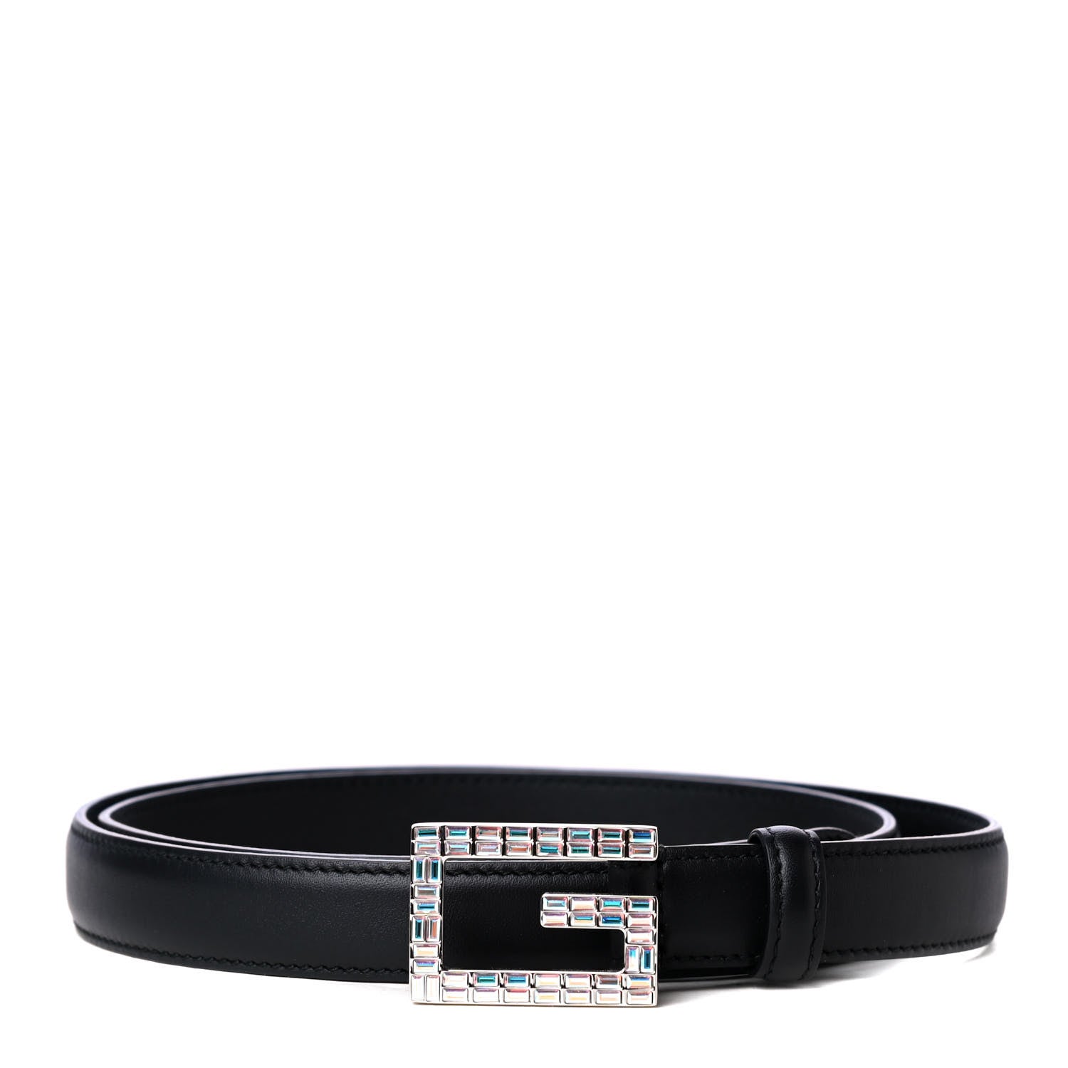 Gucci Moon Calfskin Crystal Square G Madelyn 20mm Belt 85 34 Black 1 of 5