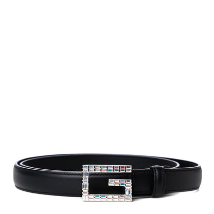 Gucci Moon Calfskin Crystal Square G Madelyn 20mm Belt 85 34 Black 1 of 5