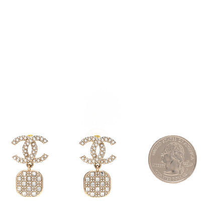 Chanel Pearl Baguette Crystal CC Drop Earrings Gold 2 of 5