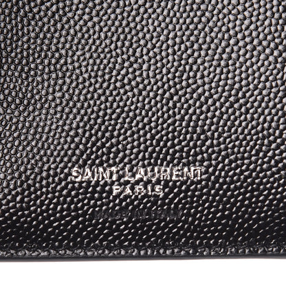 Saint Laurent Grain De Poudre Matelasse Chevron Monogram Compact Tri Fold Wallet Black 6 of 8