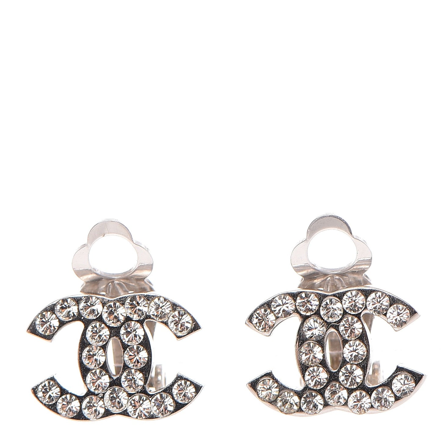 Crystal CC Clip On Earrings Silver